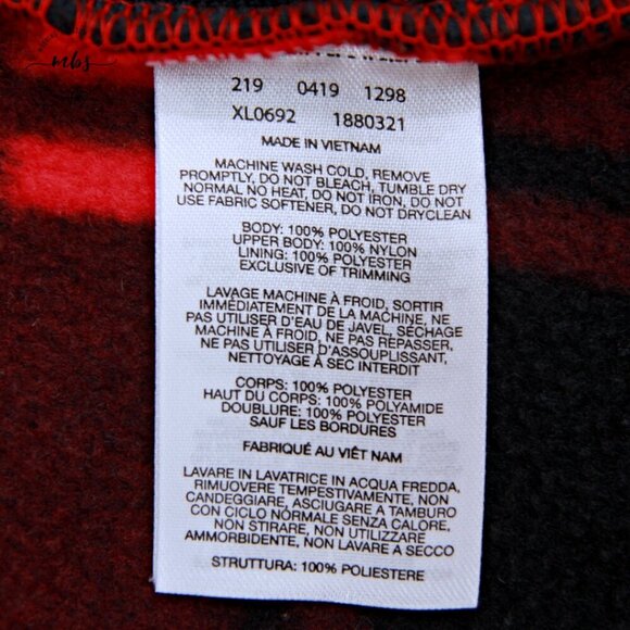 Columbia Benton Springs Overlay Plaid Check Zip Fleece Jacket Red Black Women M - Picture 8 of 10